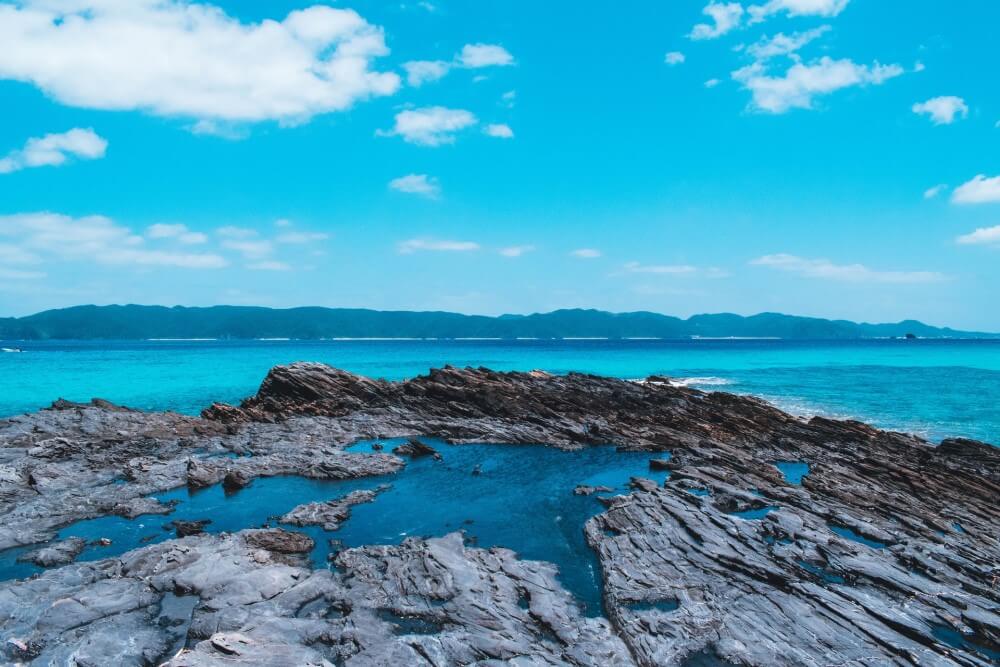 rocks on the coast of Okinawa in Japan
