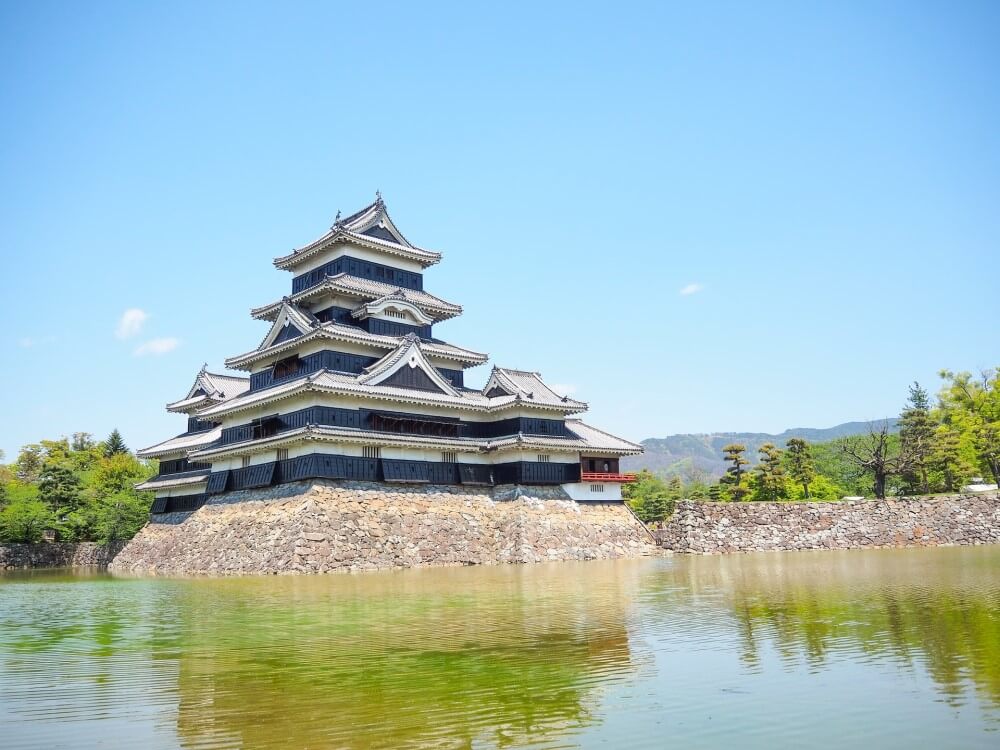 Matsumoto castle surrounded by a moat