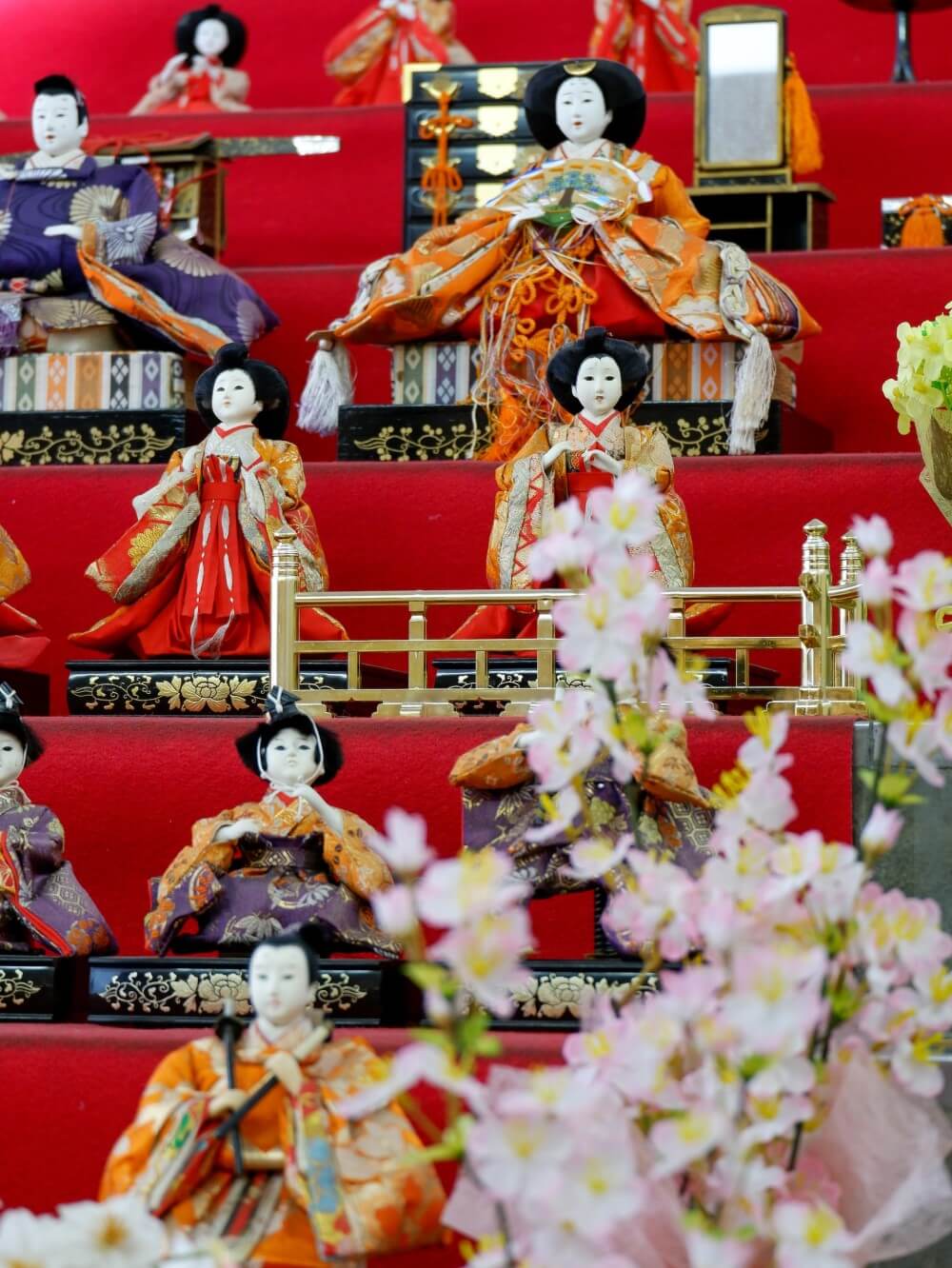 a traditional Hinamatsuri doll display