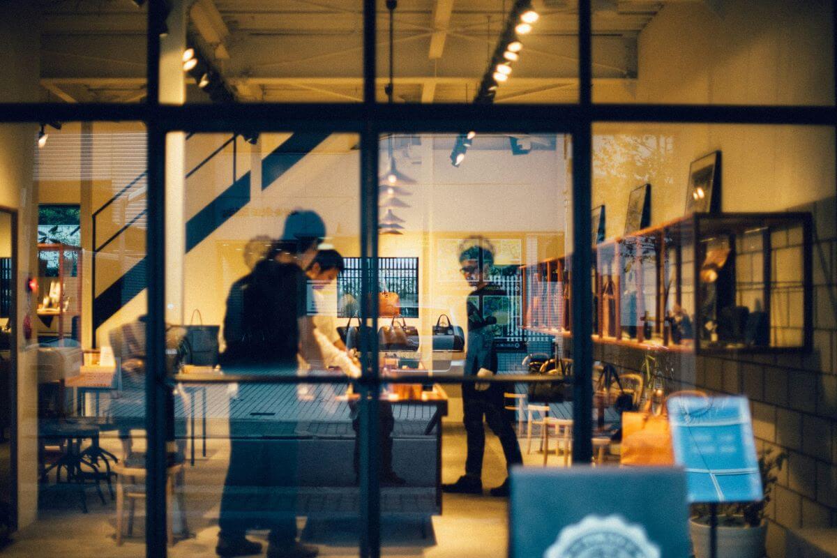 a window showing a shop in Japan