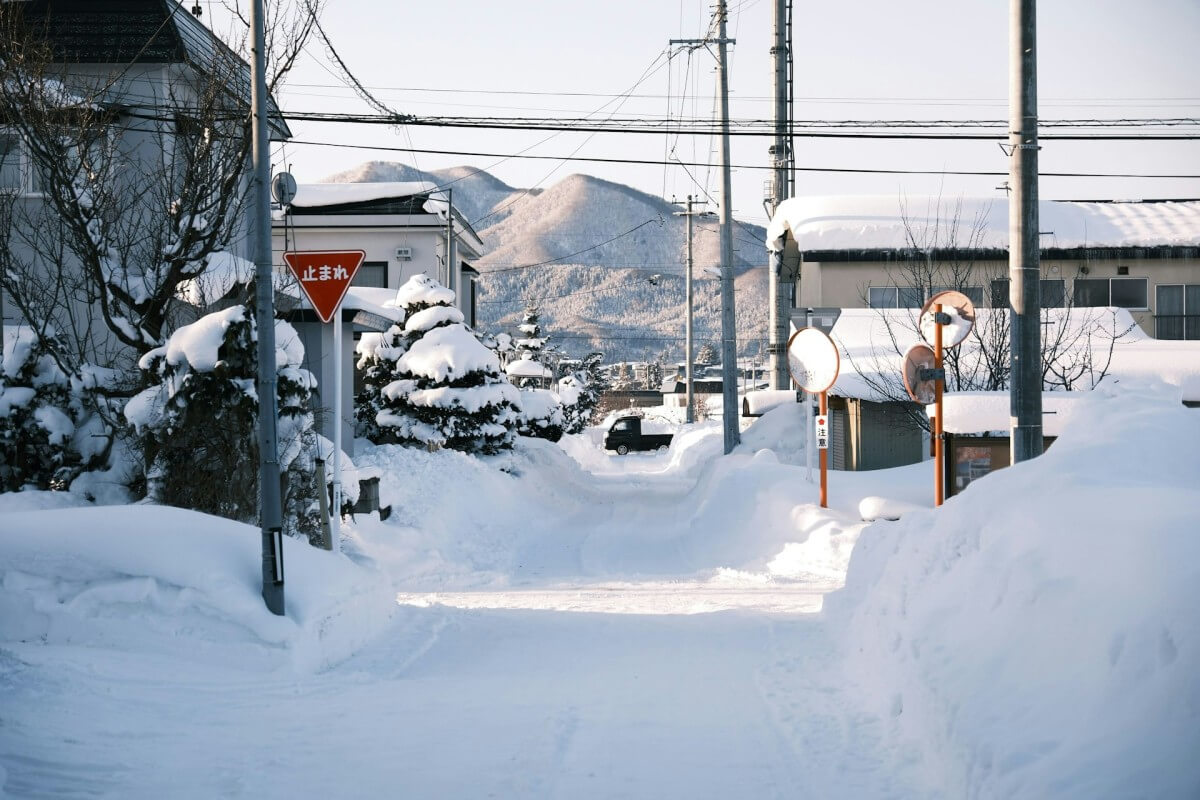 a snow Japanese street